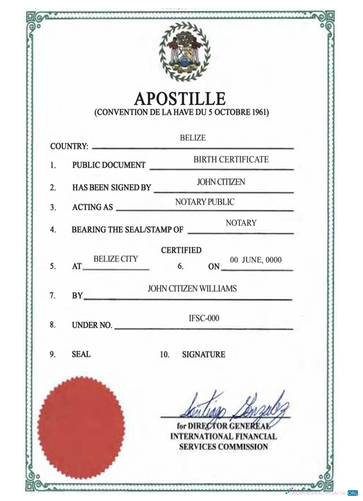 Download Belize birth certif, Apostille VERSION 2 Photoshop template